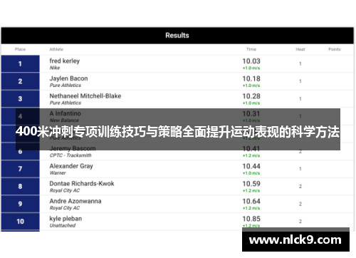 400米冲刺专项训练技巧与策略全面提升运动表现的科学方法